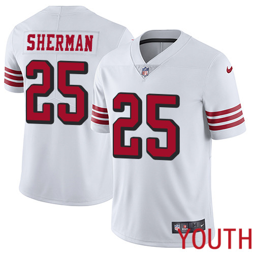San Francisco 49ers Limited White Youth Richard Sherman NFL Jersey #25 Rush Vapor Untouchable->youth nfl jersey->Youth Jersey